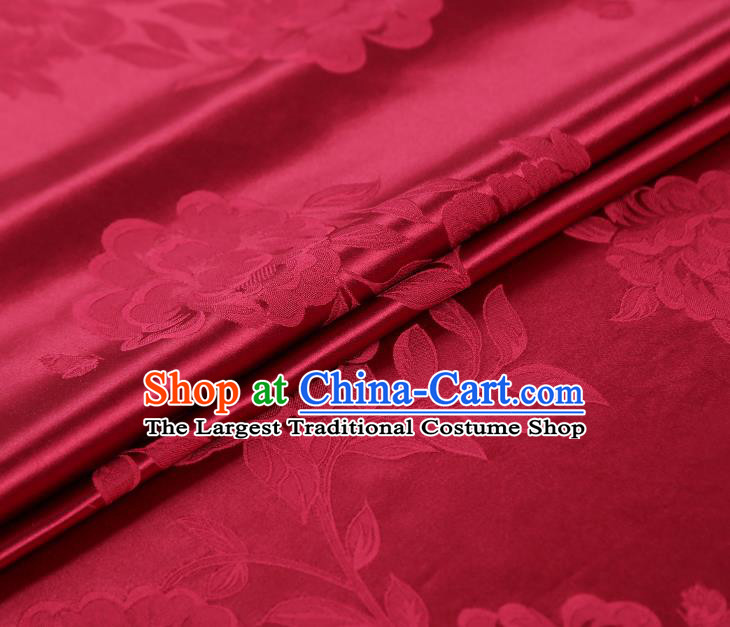 China Jacquard Red Silk Fabric Asian Cheongsam Gambiered Guangdong Gauze Traditional Brocade Fabric