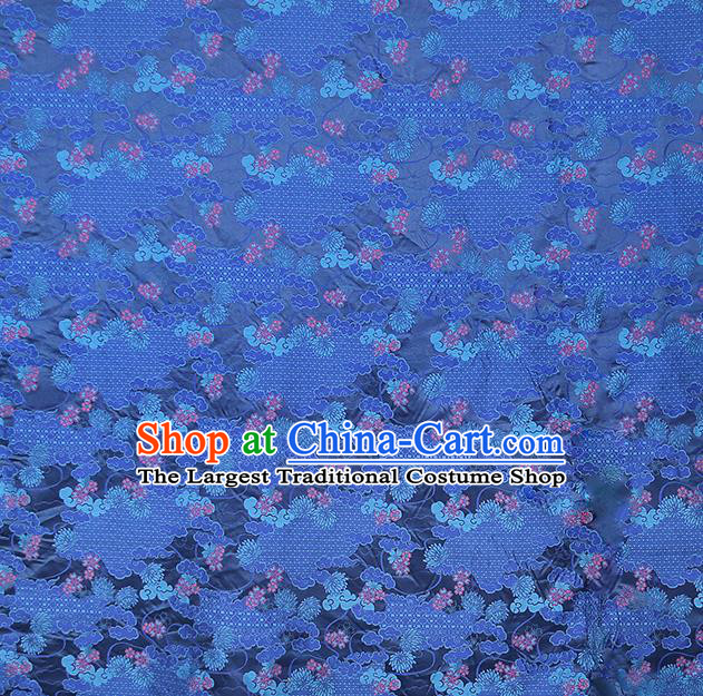 China Traditional Song Brocade Tapestry Drapery Classical Cheongsam Blue Silk Fabric