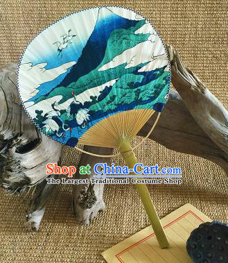 Asian Classical Dance Fan Japan Handmade Ceremony Bamboo Fans Japanese Painting Ukiyoe Crane Paper Fan