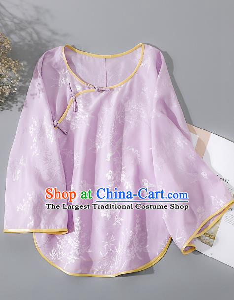 China Tang Suit Upper Outer Garment Traditional Cheongsam Pink Silk Shirt