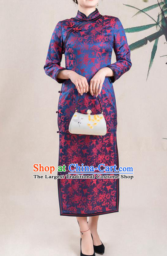 Asian Chinese Traditional Noble Mistress Song Brocade Qipao Dress Classical Silk Cheongsam Costume