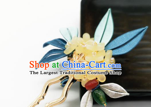 Chinese Traditional Ming Dynasty Hair Stick Handmade Hanfu Hair Accessories Ancient Young Beauty Osmanthus Hairpin