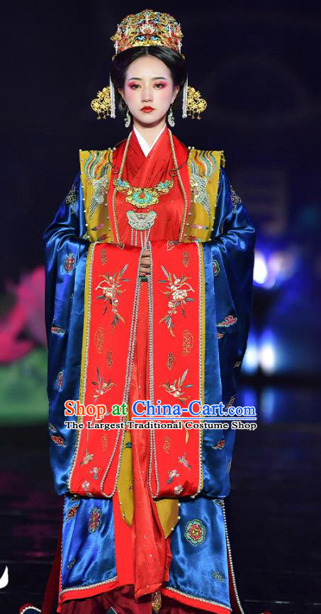 China Ancient Imperial Empress Embroidered Costumes Traditional Song Dynasty Wedding Replica Clothing Full Set