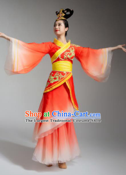 China Classical Dance Costume Goddess Dance Red Hanfu Dress Woman Stage Performance Clothing