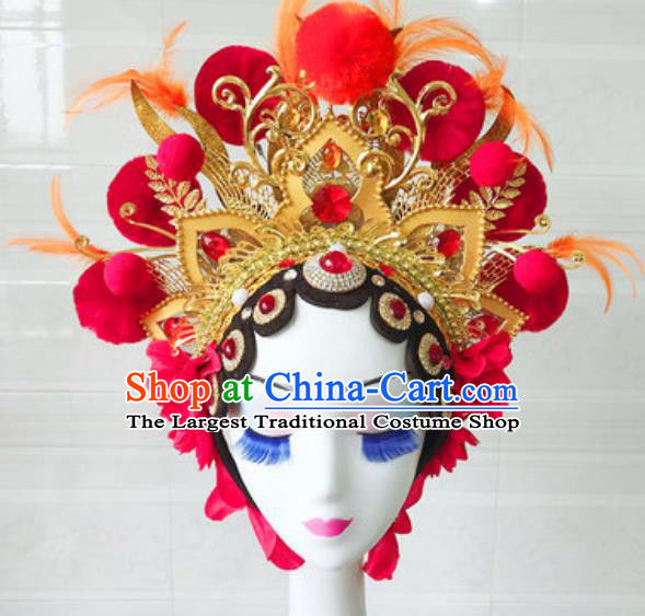 China Handmade Classical Dance Stage Performance Hat Traditional Beijing Opera Actress Headdress