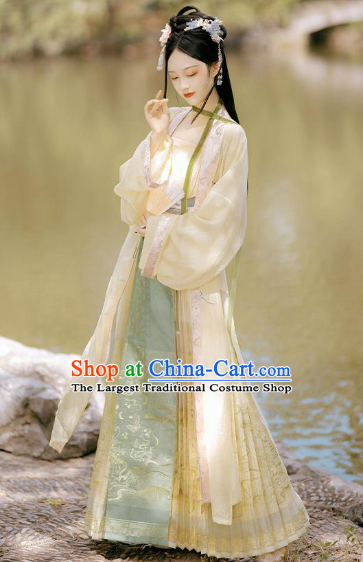 China Traditional Song Dynasty Village Girl Costumes Ancient Country Young Lady Hanfu Clothing Full Set