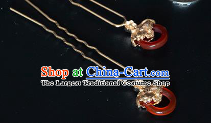 Chinese Traditional Song Dynasty Hanfu Agate Hairpin Ancient Princess Hair Stick Headwear