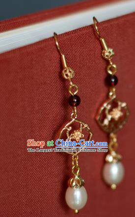 China Traditional Cheongsam Ear Accessories Ancient Princess Garnet Earrings