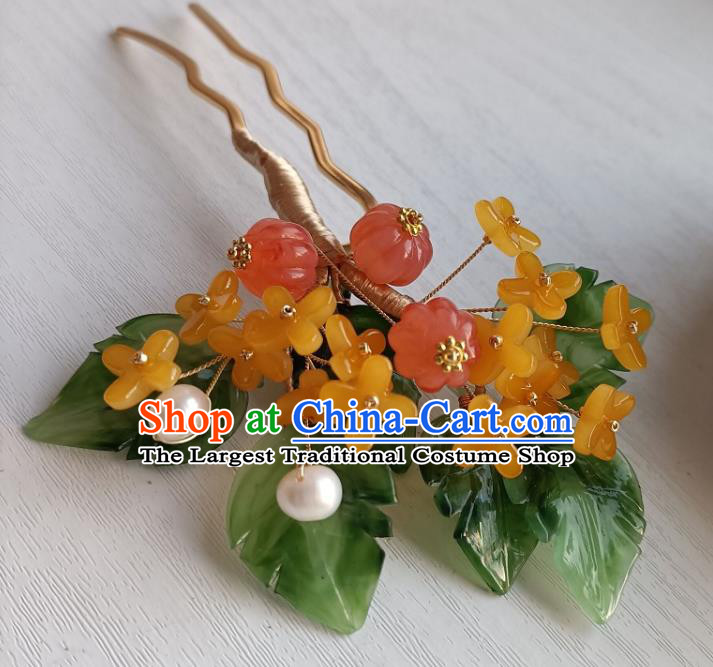 Chinese Ancient Princess Hairpin Hanfu Hair Accessories Traditional Ming Dynasty Osmanthus Hair Stick