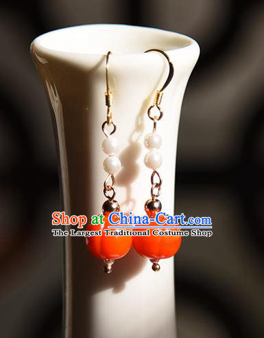 China Handmade Earrings Jewelry Traditional Cheongsam Red Persimmon Ear Accessories