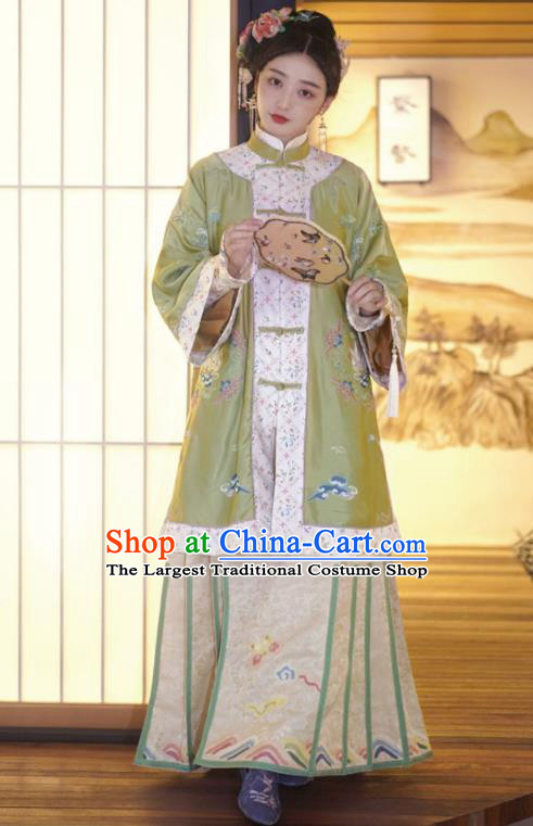 Traditional China Qing Dynasty Imperial Concubine Historical Costumes Ancient Noble Woman Embroidered Clothing