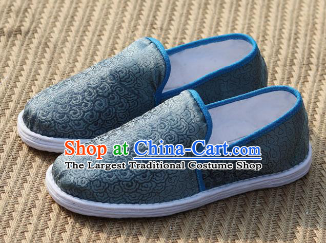 Chinese Traditional Martial Arts Shoes Classical Cloud Pattern Grey Brocade Shoes Handmade Shoes