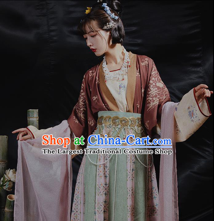 China Ancient Palace Lady Hanfu Dress Traditional Tang Dynasty Royal Princess Historical Clothing