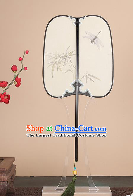 China Handmade Hanfu Fan Traditional Painting Bamboo Dragonfly Palace Fan Classical Dance Silk Fan