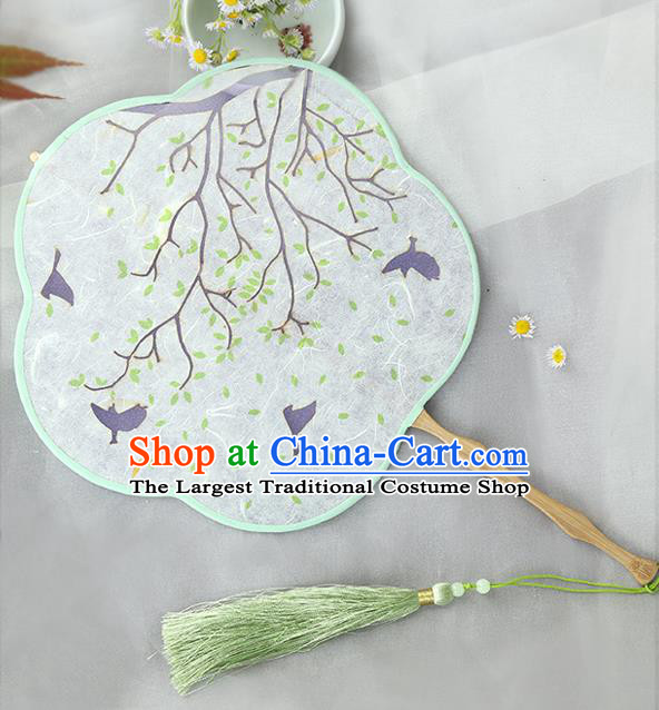 China Traditional Plum Palace Fan Classical Dance Silk Fan Handmade Hanfu Fan