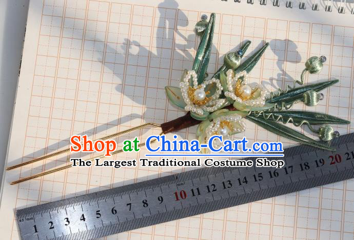 Chinese Ancient Princess Hair Stick Traditional Ming Dynasty Beads Peach Blossom Hairpin