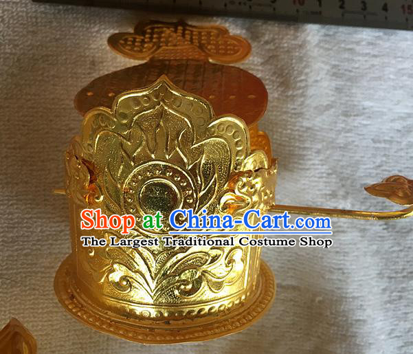 Chinese Ancient Tang Dynasty Royal Prince Hair Accessories Traditional Wedding Golden Hairdo Crown