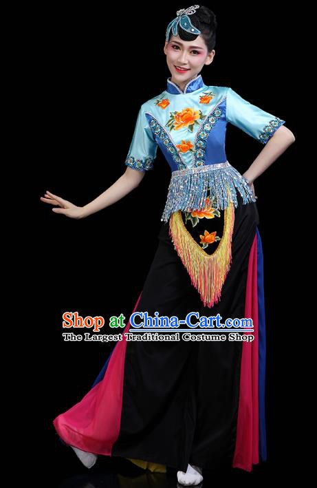 China Traditional Fan Dance Stage Performance Outfits Folk Dance Yangko Dance Clothing