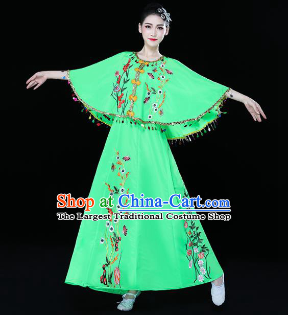 Chinese Traditional Dai Nationality Folk Dance Embroidered Costume Yunnan Ethnic Stage Performance Green Dress