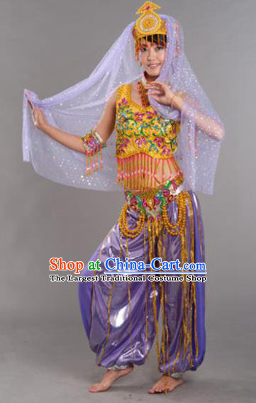 Indian Traditional Belly Dance Outfits Folk Dance Stage Performance Clothing and Hat