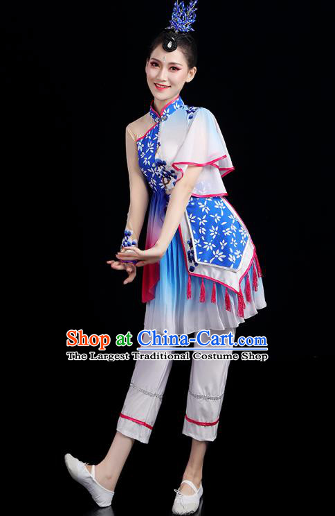 China Tea Picking Dance Outfits Folk Dance Clothing Traditional Stage Performance Costume