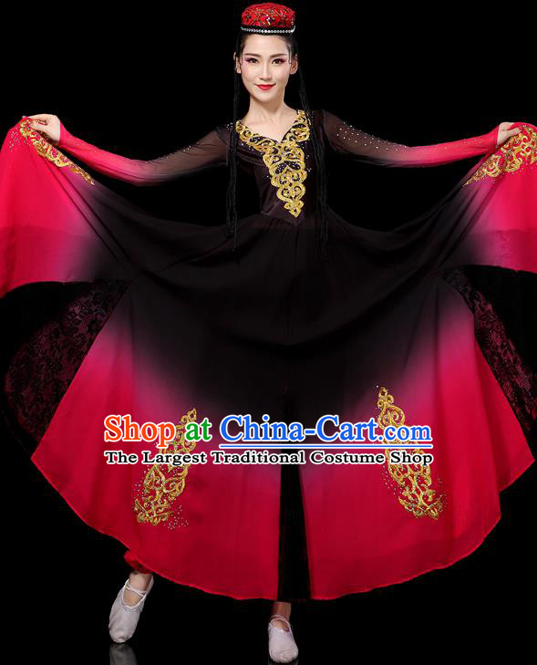 Chinese Uygur Ethnic Stage Performance Dress Traditional Xinjiang Nationality Minority Folk Dance Costumes