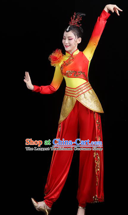 China Traditional Folk Dance Drum Dance Outfits New Year Yangko Dance Performance Clothing