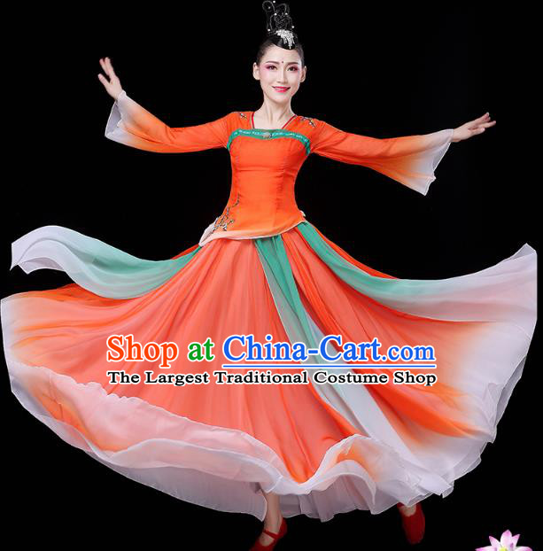 Chinese Umbrella Dance Clothing Classical Dance Red Dress Traditional Woman Group Dance Costume