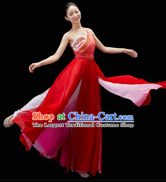 China Solo Dance Clothing Classical Dance Red Dress Traditional Umbrella Dance Garment