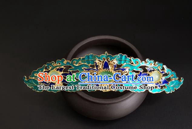 China Ancient Empress Hairpin Traditional Ming Dynasty Blueing Lotus Hair Crown