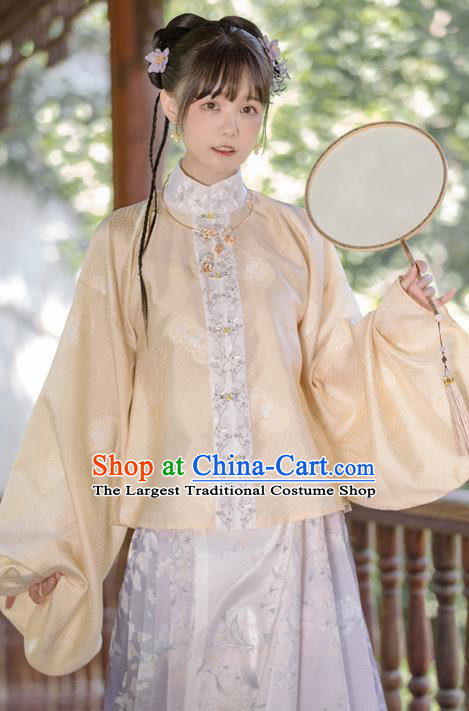 China Ancient Young Beauty Hanfu Garment Traditional Ming Dynasty Noble Lady Historical Clothing