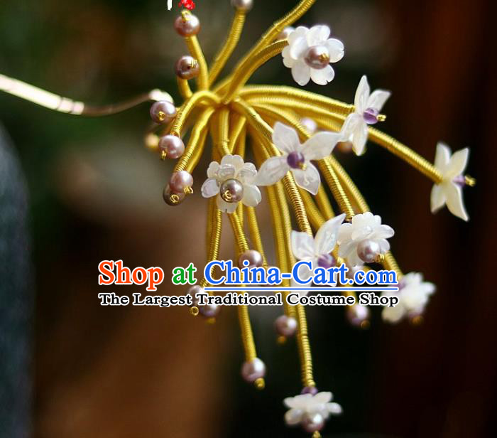 Chinese Traditional Qing Dynasty Court Hair Accessories Ancient Empress Shell Flowers Hairpin