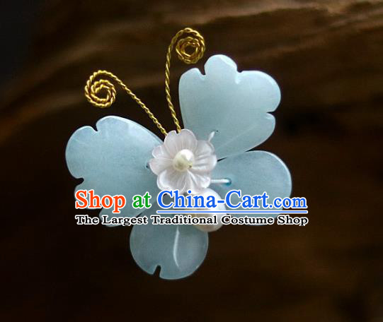 Chinese Ancient Palace Princess Hairpin Traditional Song Dynasty Aquamarine Butterfly Hair Stick