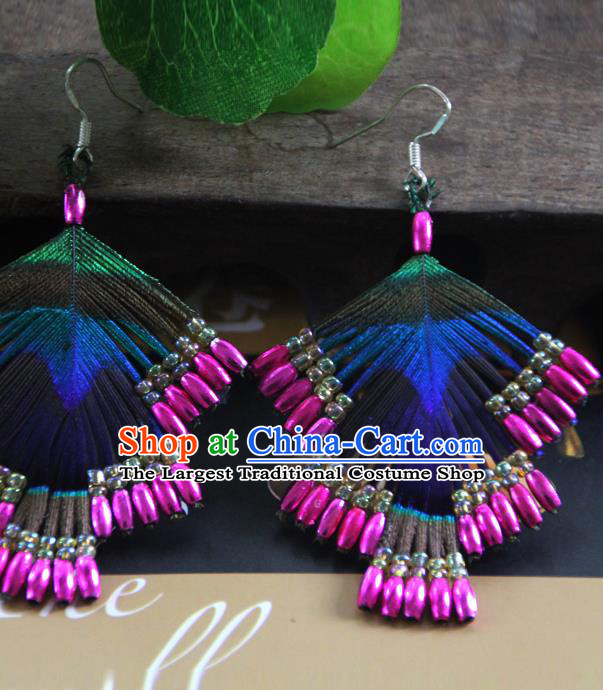 Chinese Handmade Peacock Dance Ear Jewelry National Ear Accessories Yannan Dai Ethnic Woman Earrings