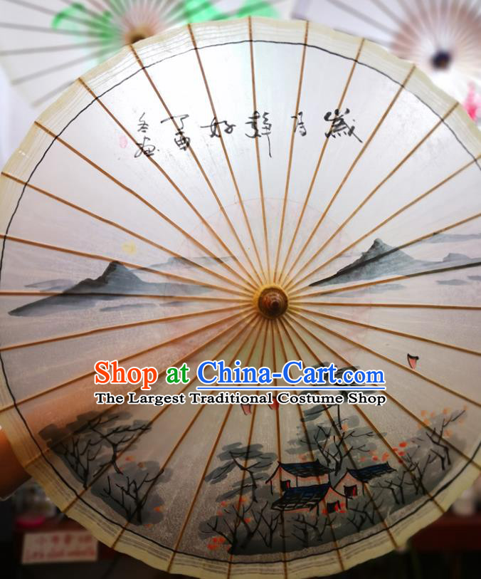 China Traditional Hanfu Umbrella Handmade Oilpaper Umbrella Ink Painting Oil Paper Umbrella