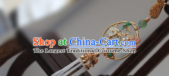 Chinese Traditional Cheongsam Beads Tassel Pendant Ancient Qing Dynasty Imperial Concubine Brooch