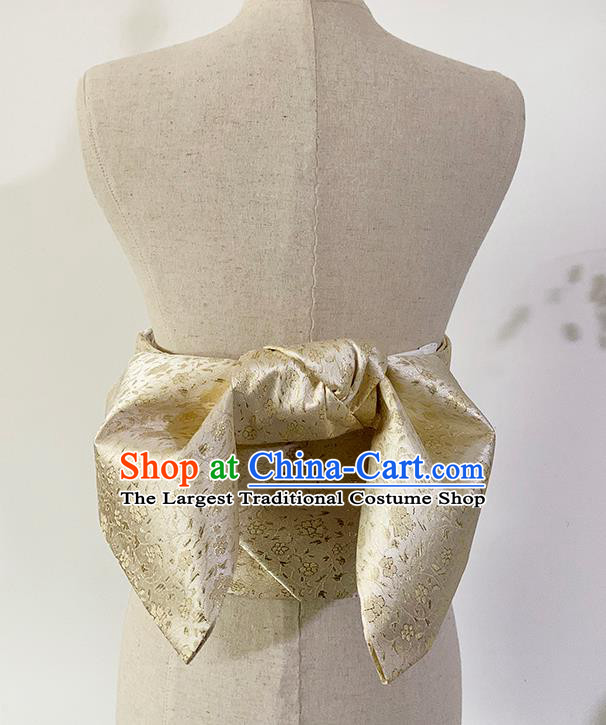 Japan Traditional Yukata Waistband Japanese Kimono Accessories Golden Brocade Bowknot Belt