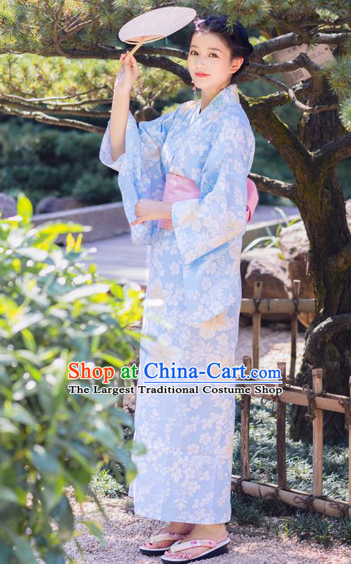 Japanese Traditional Printing Lily Flowers Yukata Dress Asian Japan Hanabi Taikai Kimono Clothing