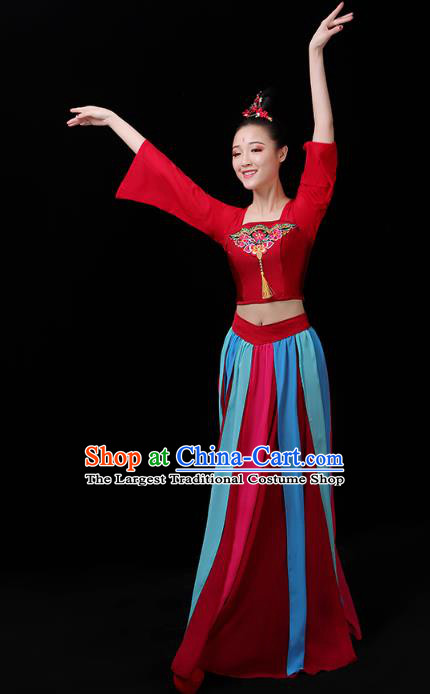 Chinese Traditional Stage Performance Clothing Classical Dance Costumes Umbrella Dance Red Dress Outfits