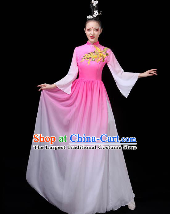 Chinese Classical Dance Costumes Umbrella Dance Pink Dress Traditional Stage Performance Clothing