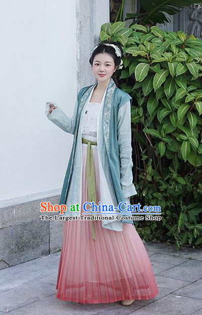 China Ancient Nobility Lady Hanfu Dress Apparels Traditional Song Dynasty Patrician Woman Historical Clothing