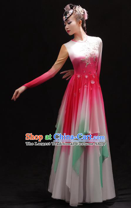 Chinese Traditional Jiangnan Umbrella Dance Dress Female Solo Dance Pink Outfits Classical Dance Clothing