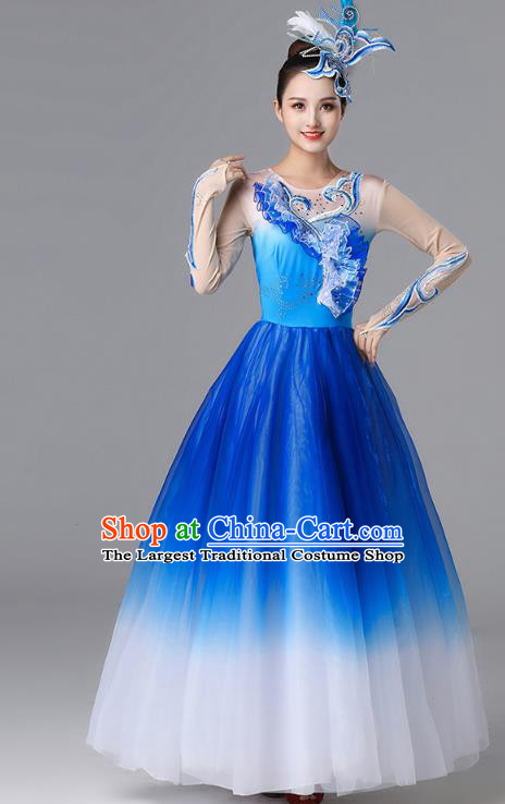 Top Opening Dance Royalblue Dress Modern Dance Garment Costume Stage Performance Clothing