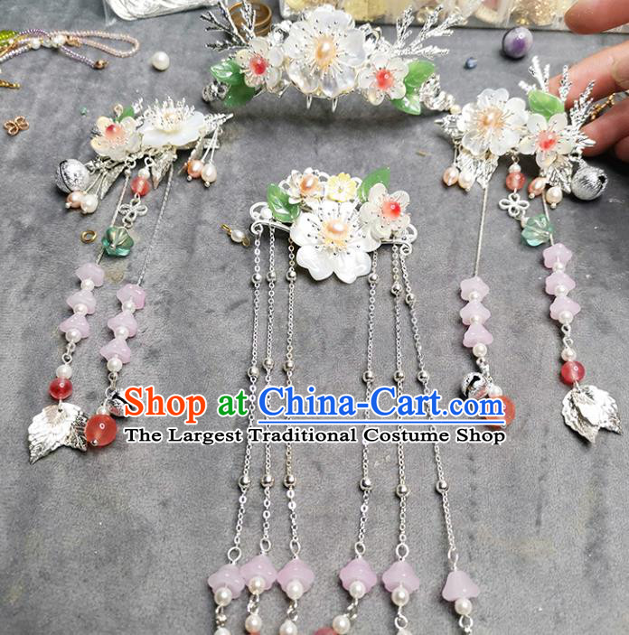 Chinese Ancient Palace Princess Hairpin Traditional Ming Dynasty Shell Hair Crown Hair Accessories Full Set