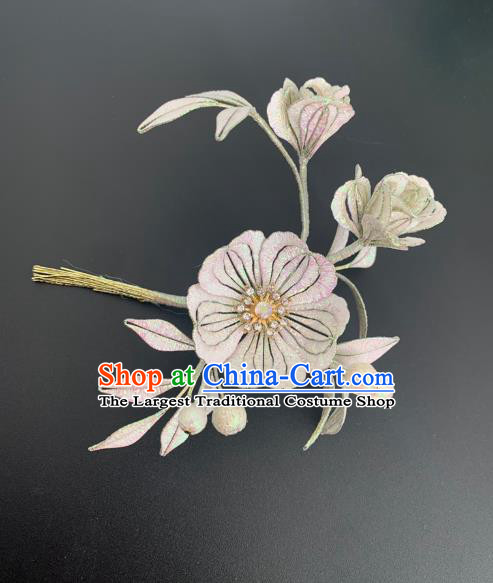 China Ancient Young Lady Hairpin Traditional Hanfu Hair Accessories Song Dynasty Silk Peach Blossom Hair Stick