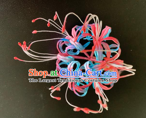 China Handmade Silk Manjusaka Hairpin Traditional Hanfu Hair Accessories Ancient Tang Dynasty Palace Lady Hair Stick