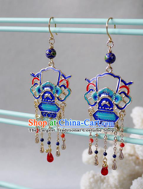 Chinese National Wedding Ear Accessories Traditional Cheongsam Cloisonne Earrings