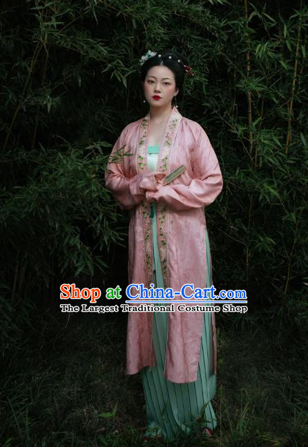 China Ancient Young Beauty Hanfu Dress Garments Traditional Song Dynasty Patrician Woman Historical Clothing