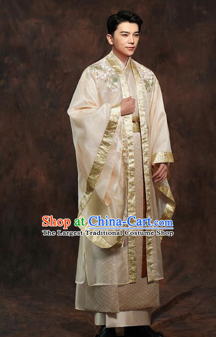 Chinese Ancient Prince Golden Clothing Traditional Song Dynasty Wedding Costumes