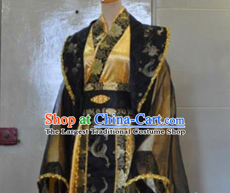 Chinese Drama Cosplay Nobility Childe Apparels Qin Dynasty Emperor Garment Costumes Ancient King Golden Hanfu Clothing